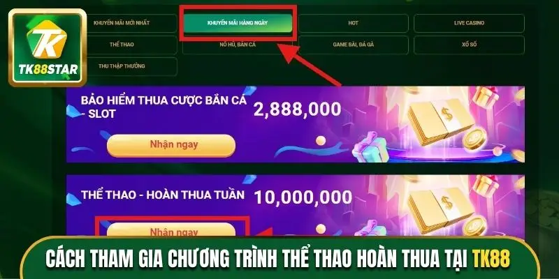 Cách tham gia chương trình thể thao hoàn thua tại TK88