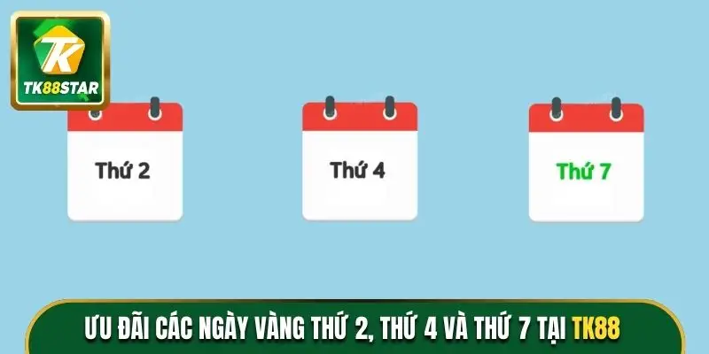 Ưu đãi các ngày vàng thứ 2, 4, 7 tại nhà cái